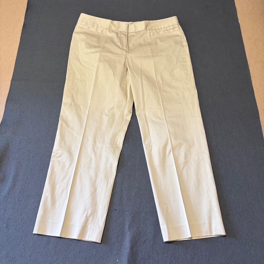 Lafayette 148 New York Kakhi Pants Women 8 Beige Cropped Tailored Core Work Prep